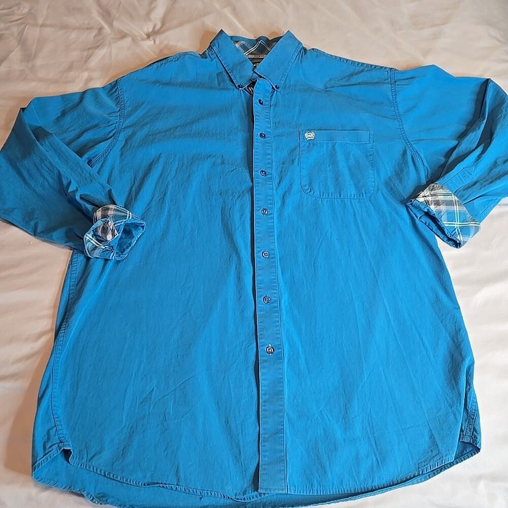 Cinch Western Button Down Long Sleeve Mens XXL Turquoise